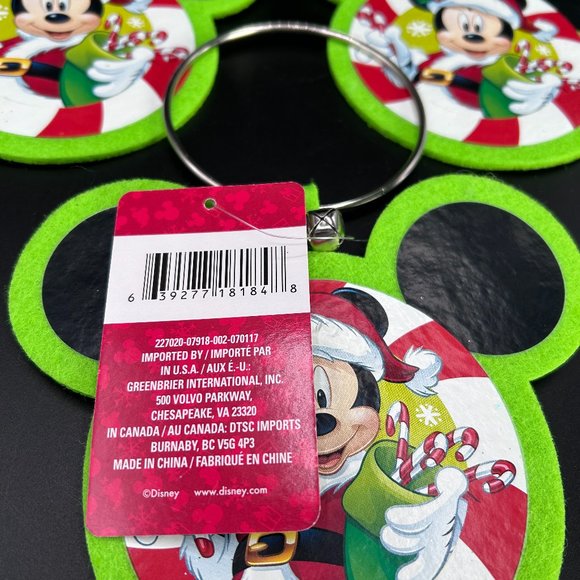 Disney’s Mickey Santa Christmas Door Hanger Felt Decoration Bells New Set of 3 - Picture 4 of 6